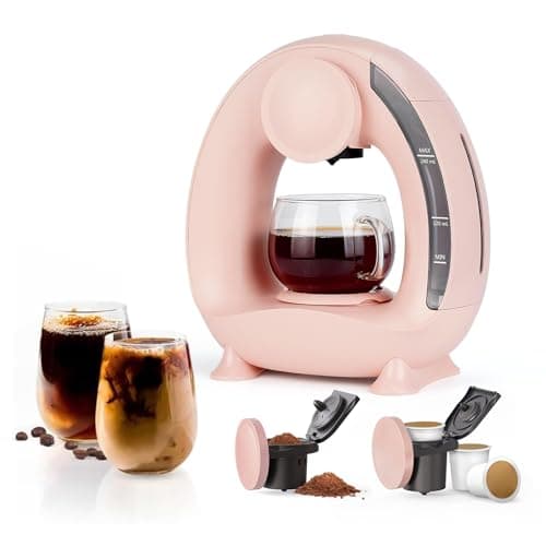BENFUCHEN Single Serve Coffee Maker 2 in 1, 1400W Fast Brewer for K-Cup Pods & Ground Coffee, One-Touch Americano & Tea Machine with 2 Reusable Filters, Compact Design for Home Office RV Dorm