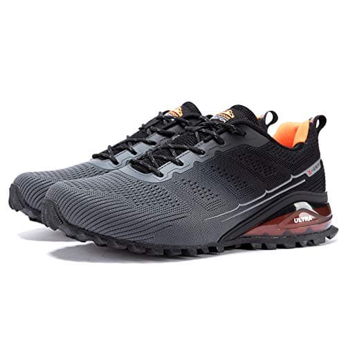 Kricely Men's Trail Running Shoes Fashion Hiking Sneakers for Men Tennis Cross Training Shoe Gray Non-Slip Walking Footwear Size 10 — view 2