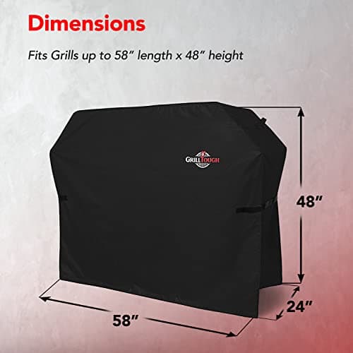 GrillTough Heavy Duty BBQ Grill Cover for Outdoor Grill, 58 Inch – Waterproof, Weather Resistant, UV & Fade Resistant with Fastening Straps – Gas Grill Cover for Weber, Genesis, Charbroil, etc. Black — view 4