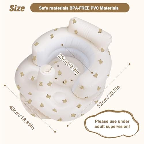 AirSwim Inflatable Baby Chair, Inflatable Baby Seat for Babies 3 Months and Up, Summer Blow Up Chair with Built in Air Pump, Bumbo Seat for Learning to Sit, Palying, Camping, Bear — view 5