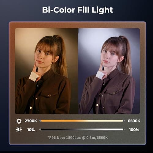SMALLRIG P96 Neo Mini LED Video Light, Portable Camera Light for Photography, Cold Shoe Light, CRI95+, 2700K-6500K, 1500mAh Battery, Fill Light Accessories for Content Creator, Morandi Gray - 5820 — view 2