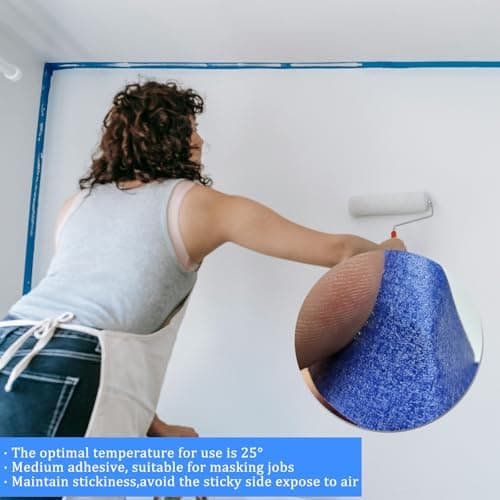 4 Rolls Premium Painters Tape, Blue Tape, Masking Tape, Paint Tape for Multi-Purpose, Painting, Painter's, DIY Crafts Arts (88yd =0.94IN*22yd*4) Decoration Labeling No Residue, Easy Removal — view 6