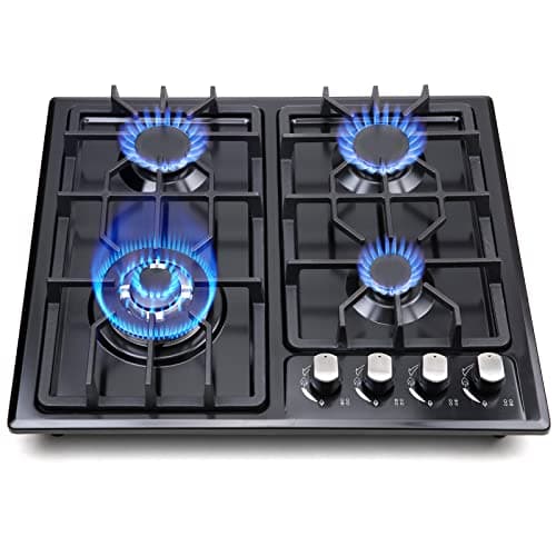 FORIMO Gas Cooktop 22Inch，Built in Gas Cooktop 4 Burners Stainless Steel Stove with NG/LPG Conversion Kit Thermocouple Protection and Easy to Clean