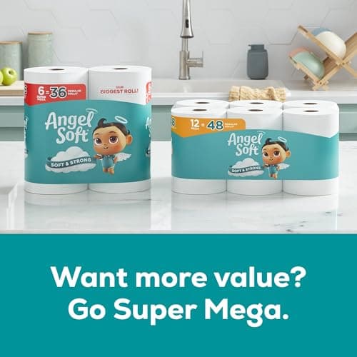 Angel Soft Toilet Paper, 18 Mega Rolls = 72 Regular Rolls, Soft and Strong Toilet Tissue — view 5