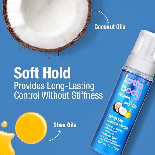 Lottabody Wrap Me Foaming Mousse with Coconut & Shea Oils, Lightweight Moisture-Rich Curl-Defining & Frizz-Control Styling Mousse for Natural Curly, Coily & Relaxed Hair, 7 oz — view 3