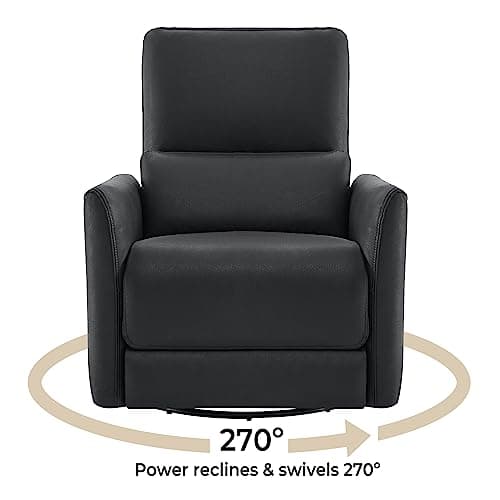 CHITA Power Recliner Chair Swivel Glider, FSC Certified Upholstered Faux Leather Living Room Nursery Reclining Sofa Chair with Lumbar Support, Black — view 3