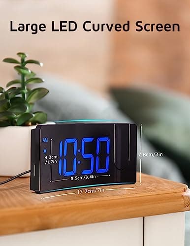 GOLOZA Projection Alarm Clock, Digital Clock with Modern Curved Design — view 4