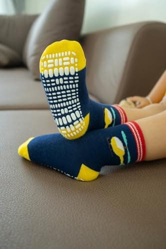 RATIVE Non Skid Anti Slip Cotton Crew Baby Babies Toddler Toddlers Socks for Boy Boys 2T 3T 2T-3T 12-24 12-18 Months With Grip Grippers (1-3T,RB-71112) — view 5
