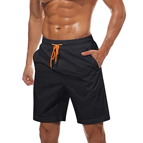 TACVASEN Swimming Shorts Men for Summer Vacation Quick Dry Swimsuit Men with Elastic Waistband and Pockets Fashion Beachwear Black