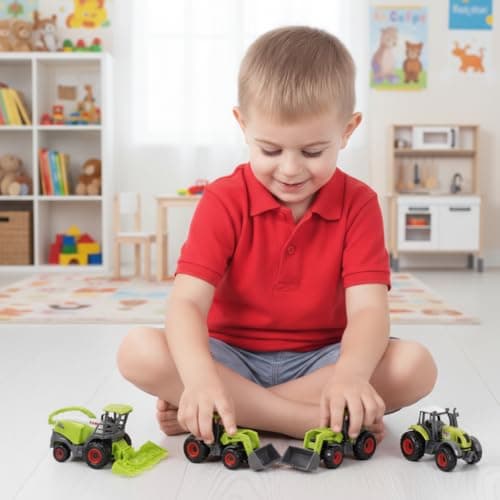 Toyland® Set of 5 Green Die Cast Metal Farm Machinery Toys - Approx 4.5cm Each - Includes Tractors,Combine Harvesters & More! — view 2