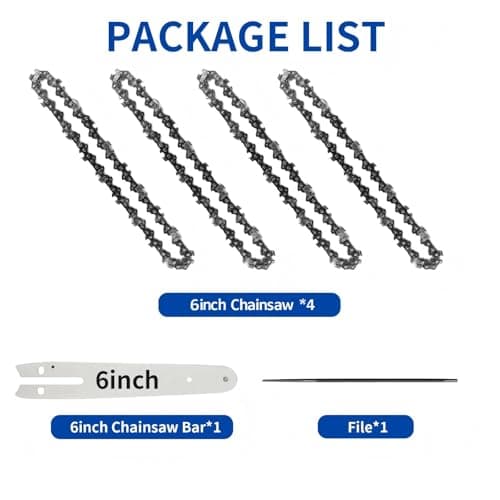 6 Inch Chainsaw Chain Blade and Guide Bar, Replacement Chain Saw Bar and Chains for 6 inch Mini Cordless Electric Portable Handheld Chainsaw for Wood Cutting (4 Chains + Guides Bar + File) — view 2