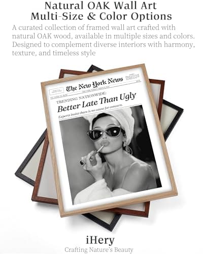iHery 12x16in Audrey Hepburn Better Late Than Ugly Framed Bathroom Art — view 3
