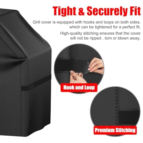 Grill Cover, 32 inch Heavy Duty BBQ Gas Grill Cover for Outdoor Grill, Waterproof, Weather Resistant, Anti-UV, Rip-Proof, Fade Resistant Barbecue Cover with Hook-and-Loop Straps for Most Grills — view 3