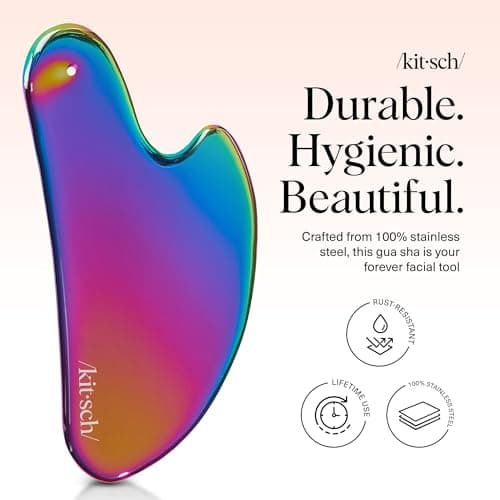 Kitsch Stainless Steel Gua Sha Facial Tools, Lymphatic Drainage Massager for Face, Chin & Jawline Sculpting, Body Guasha Tool for Muscle Tension, Skin Care Gift for Mom, Women - Irridescent