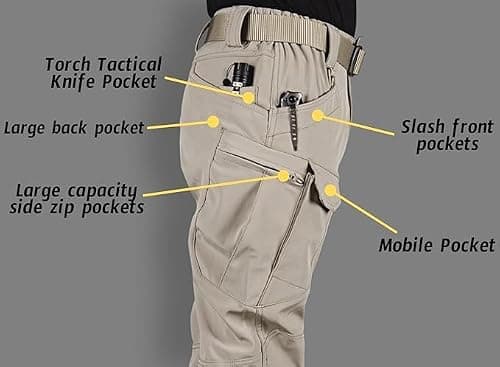Men's Tactical Pants Work Pants Water Resistant Hiking Pants Military Combat Cargo Pants, Grey, X-Large — view 4