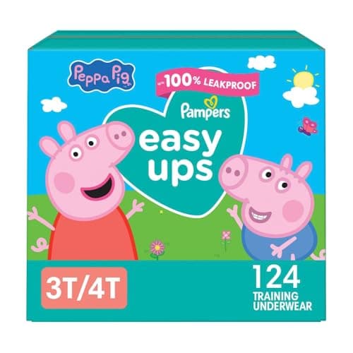 Pampers Easy Ups Training Underwear Peppa Pig Size 5 3T-4T, 124 Count (Packaging May Vary)
