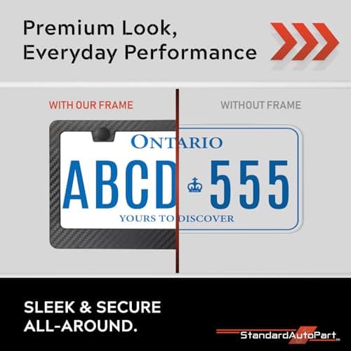 StandardAutoPart Silicone License Plate Frame – Rust-Proof, Rattle-Proof, Weatherproof Cover & Bracket Holder for Front/Rear US & Canada Standard Car Plates (Carbon Fiber Black Edition, Pack of 1) — view 2