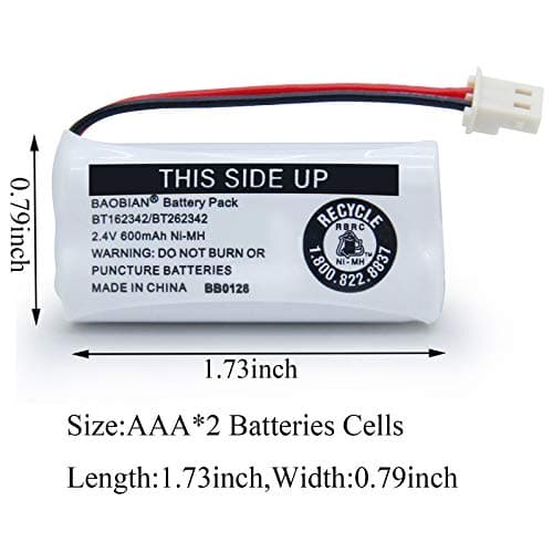 BAOBIAN BT162342 BT262342 Battery Compatible with for BT183342 BT283342 BT166342 BT266342 VTech CS6114 CS6419 CS6719 at&T EL52300 CL80111 Cordless Phone (Pack of 2) — view 3