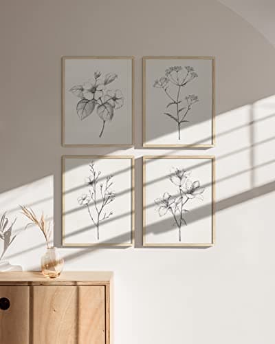 HAUS AND HUES Framed Vintage Botanical Prints - Set of 4 Framed Farmhouse Bedroom Wall Decor, Rustic Art for Bathroom, Farmhouse Decor Pictures for Living Room, Boho Decor (8x10, Beige Framed) — view 4