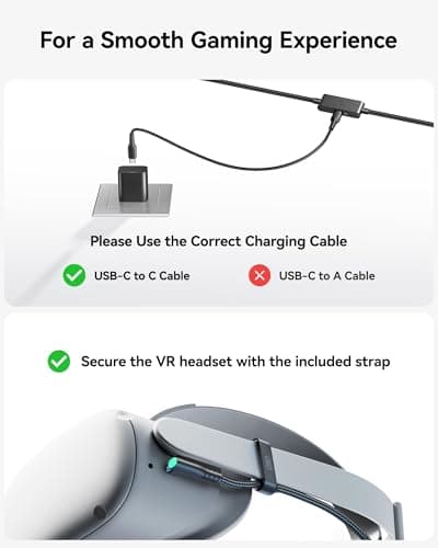 INIU 16FT Link Cable for Meta Oculus Quest 2/3/Pro and PC VR Gaming - USB 3.0 Type C Cable with Separate Charging Port for VR Headset Accessories — view 4