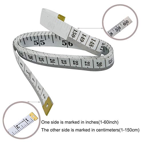 GDMINLO Soft Tape Measure Double Scale Body Sewing Flexible Tailor Craft Vinyl Ruler for Weight Loss Medical Body Measurement, Has Centimetre Scale on Reverse Side 60-inch（White） — view 2