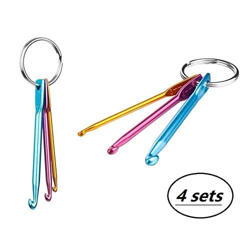 Zuoyou 4 Sets Mini Keychain Aluminum Crochet Hooks Knitting Needles 3 Sizes/Set (3mm,4mm,5mm) — view 3