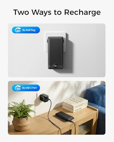 VEGER Portable Charger with Built in Cables&Wall Plug, 10000mAh Power Bank — view 7