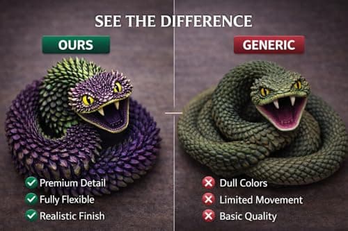 Articulated Crystal Snake – 3D Printed Flexible Snake Figurine, 58 cm (23 in) Poseable Serpent with Movable Mouth, Realistic Eyes, Fantasy Desk Decor (Ages 14+), (Purple Green) — view 8