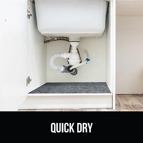 GORILLA GRIP LeakGuard Non-Adhesive Under Sink Mat for Kitchen Cabinet, Waterproof Quick Dry Shelf Liner, Durable Absorbent Felt Mats for Bathroom Sinks, Cabinets, Dresser, Easy to Trim 24x30 Charcoal — view 5
