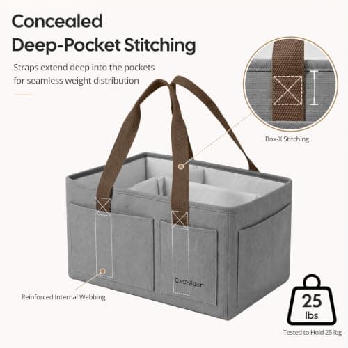 Cochildor Baby Diaper Caddy, Large Nursery Storage & Car Organizer, Gray — view 2