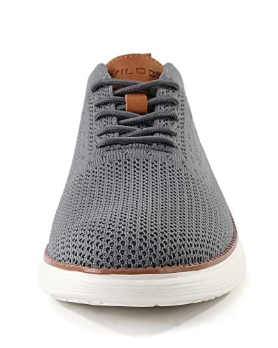 VILOCY Men's Casual Dress Sneakers Oxfords Business Mesh Breathable Walking Shoes Tennis Comfortable Fashion Office EU43 Grey — view 6