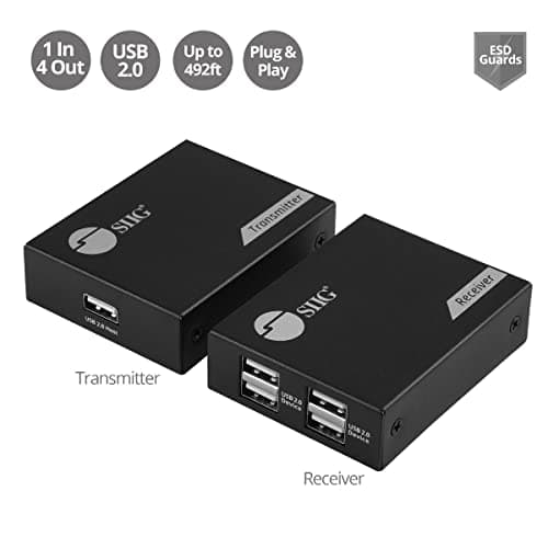 SIIG 4-Port USB 2.0 Extender Over Cat6/7, 492ft, JU-EX0411-S1
