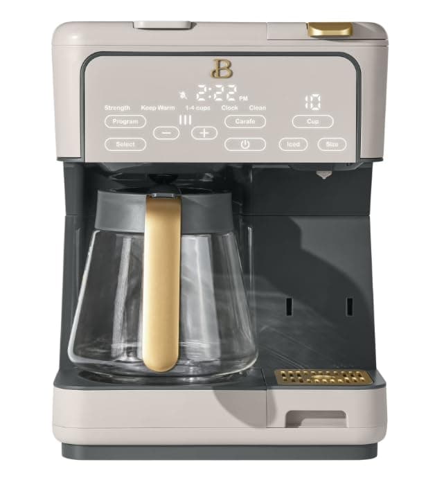 Beauti Multi Brew 12 Cup Programmable Drip & Single Serve Coffee Maker, Versatile Brewing (6oz, 8oz, 10oz, 12oz, 14oz), Pods or Ground, Over Ice option, Keep Warm mode (Porcini)