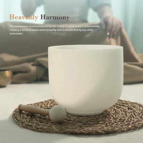 ALIOTH 8" D Note Crystal Singing Bowl Sacral Chakra with Suede Mallet for Meditation, Yoga, Chakra Healing & Sound Therapy — view 3