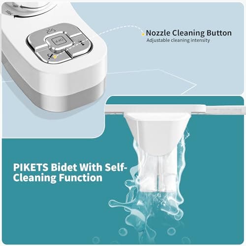 PIKETS Bidet Attachment Bidet Insert for Toilet Toilet Seat Bidet Attachment Water Pressure Control Double Nozzle and Self-Cleaning Function Classic Bidet Full Set — view 2