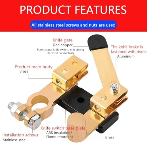 Battery Disconnect 12V/24V - Top Post Knife Blade Master Switch for Marine Car Boat RV ATV Vehicles — view 2