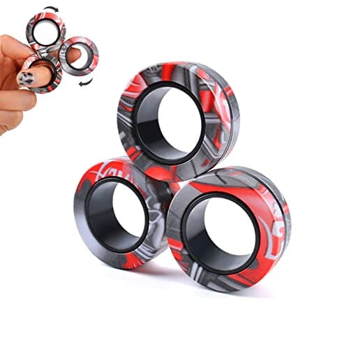 Cevioce Magnetic Ring - Fidget Toys Adults Set,3 PCS Fidget Rings Spinner Toys Teens,Easter Basket Stuffers Fun Spin Ring for ADHD Anxiety Stress Relief,Birthday Gifts for 3-8-12+Year Old Boys Kids