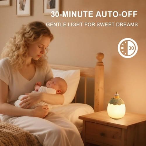 AuroraNiteBeam Silicone Night Light for Kids, Egg Baby Nursery Night Lamp with 3-Level Dimming & 30-Min Timer, Portable nightlight for Kids Bedroom,Birthday Cake-Shaped Night Light