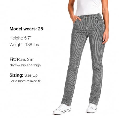 Dickies Women's Casual Slim Fit Carpenter Pant - Non-Stretch - Runs Small, Hickory Stripe, 26 — view 6