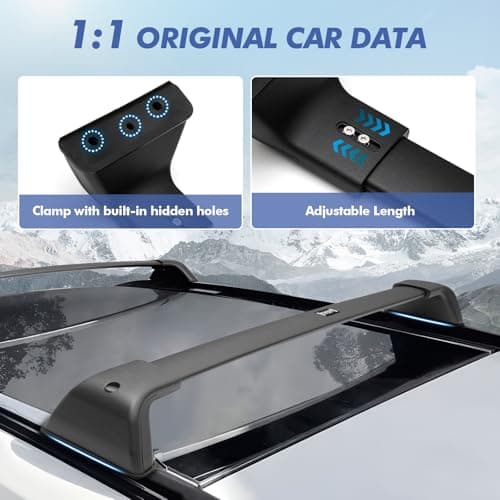 300LBS Lockable Roof Rack Cross Bars for Toyota RAV4 2019-2025 (Not Fit for Adventure/TRD Off-Road), Anti-Theft Design Heavy Duty Matte Aluminum Roof Rail Crossbars, Rooftop Cargo Carrier Luggage — view 4