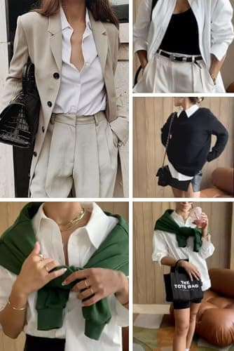 Zeagoo White Button Down Shirt for Women Collared Long Sleeve Shirts Dressy Casual Blouse for Work Professional White S — view 7