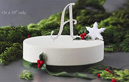 LOVENJOY Ready Gift-Boxed Letter A Cake Topper Wedding Silver Crystal Rhinestone Monogram Cake Decorations, Outlasts Acrylic, Keepsake Reused upon Anniversary, 3.3" — view 3