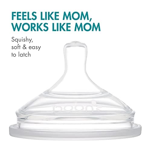 Boon Nursh Bottles - Silicone Baby Bottles Help Ease Colic Symptoms - Formula and Breast Milk Only Touch Food-Grade Silicone - Medium Flow - 8 Oz - Blue — view 4