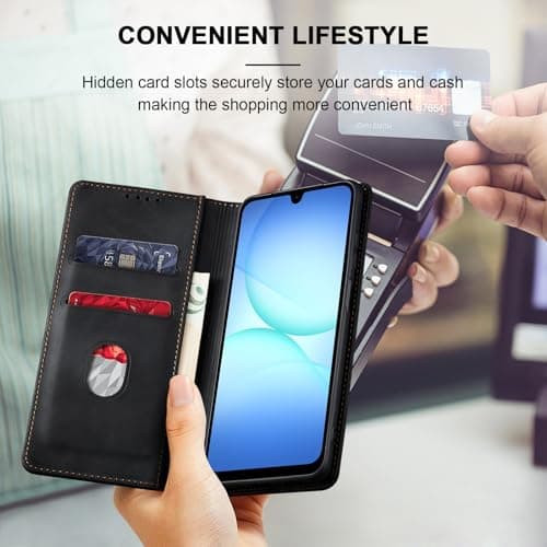 Jasonyu Flip Wallet Case for Samsung Galaxy A17/A26 5G,Leather Magnetic Folio Cover with Card Holder,Kickstand - TPU Shockproof Durable Protective Phone Case,Black — view 5