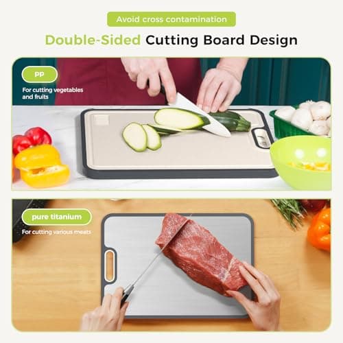 Titanium Cutting Board for Kitchen, Cutting Board Double Sided Food Grade, Pure Titanium/PP, Easy to Clean Large Size 15”×10.3” — view 3