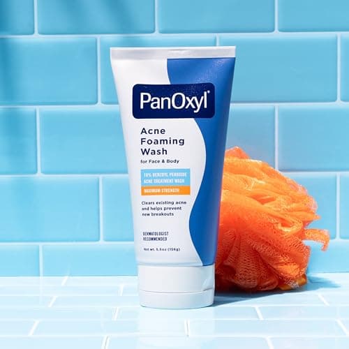 PanOxyl 10% Benzoyl Peroxide Acne Foaming Wash, Maximum Strength, Daily Acne-Fighting Face and Body Cleanser, Face Wash to Clear, Treat and Prevent Acne Pimples and Stubborn Breakouts, 5.5 Oz Tube — view 5