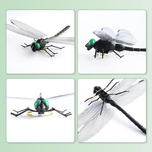 20Pcs Artificial Dragonfly Hat Clip,Dragon Fly Clips for Bugs,Realistic Fake Dragonflies Fly Repelling Supplies,Simulated Dragonfly Keychain Attach to Backpack Hat — view 3