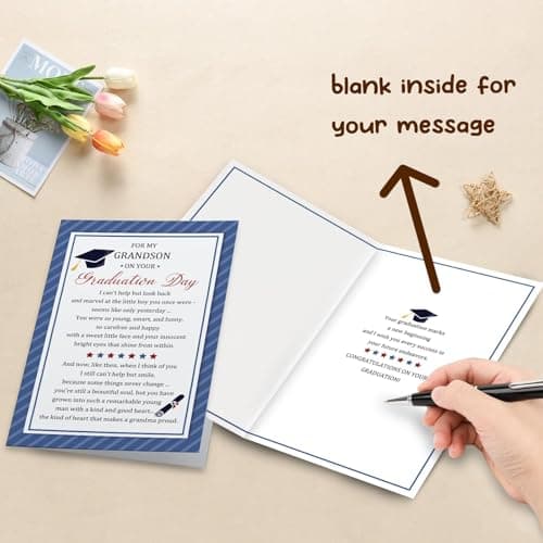 Graduation Card for Grandson from Grandma with Poem – Heartfelt Congratulations Card for Grandson, High School or College Graduate Gift – Includes Envelope — view 2