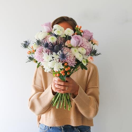 Callia Flowers - Soft Pastel Fresh Flower Bouquet - (Standard) - Hand-Tied Fresh Cut with Vase, Fresh Flowers Delivery for Birthday, Sympathy, Get Well -Floral Arrangements with Local Delivery — view 4
