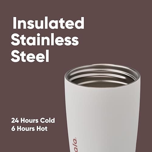 Owala SmoothSip Slider Insulated Stainless Steel Coffee Tumbler, Reusable Iced Coffee Cup, Hot Coffee Travel Mug, BPA Free 12 oz, Vanilla Bean — view 3